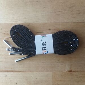 ✨ Black Shoelaces with Silver Tips